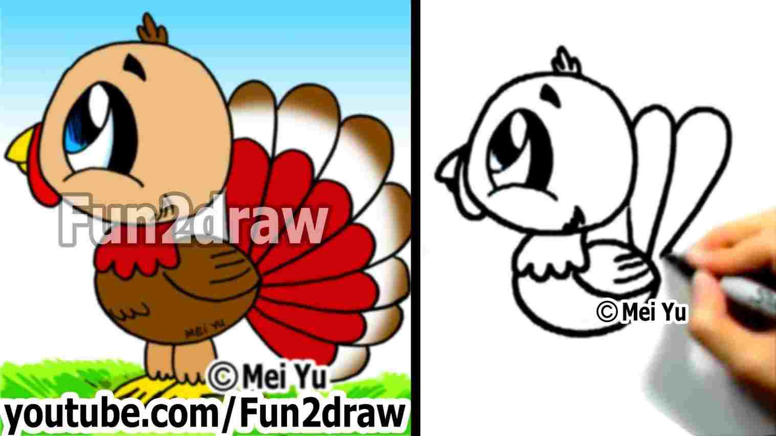 1517x853 Step - Turkey Drawing Cartoon