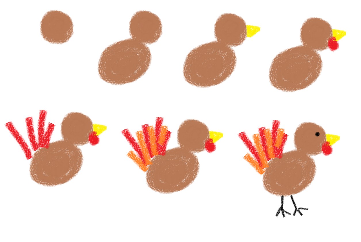 1256x842 easy drawing turkey try timing your thanksgiving turkey - Turkey Drawing For Kids