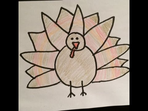 480x360 Drawing,how To Draw A Fast And Very Easy Turkey For Thanksgiving - Turkey Drawing For Kids