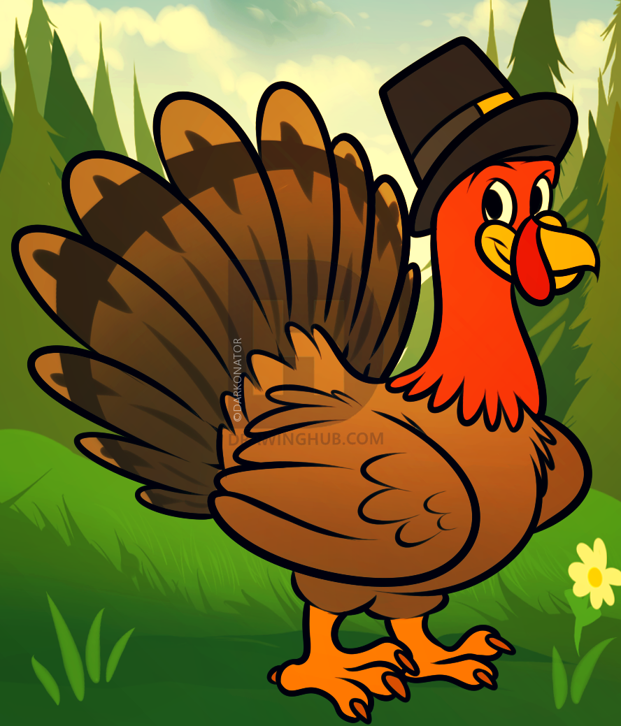 888x1039 how to draw a thanksgiving turkey, step - Turkey Drawing For Thanksgiving