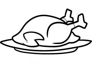 302x216 Cooked Turkey Drawing - Turkey Drawing Pictures
