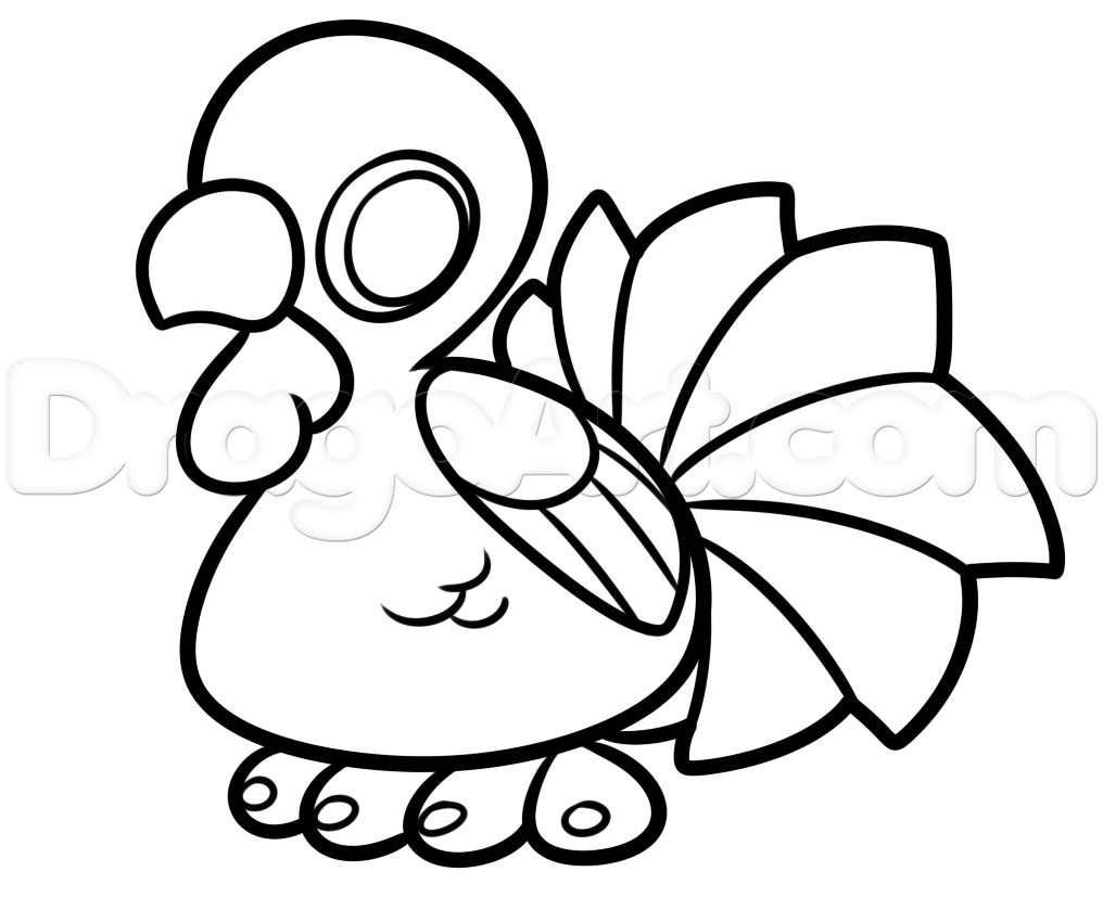 1016x827 Educations Thanksgiving Kawaii Coloring Pages Collection - Turkey Drawing Pictures