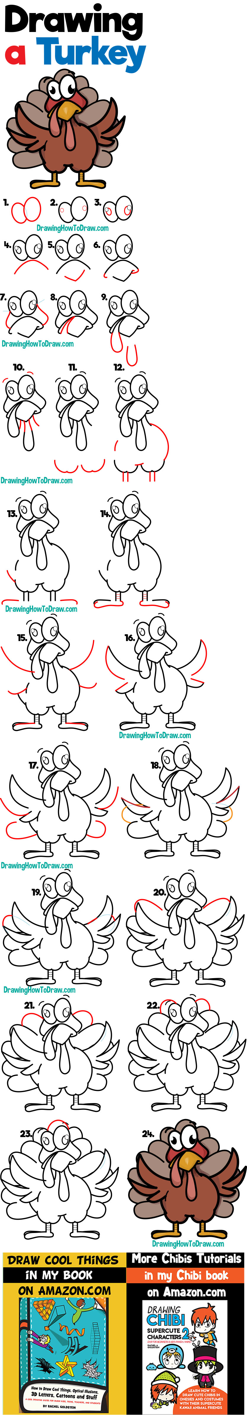 835x4781 How To Draw A Cartoon Turkey For Thanksgiving Easy Step - Turkey Drawing Pictures