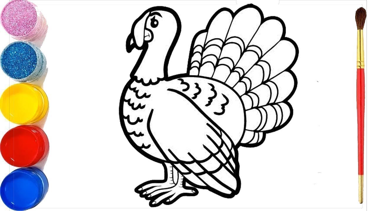 1280x720 Download How To Draw A Turkey Step - Turkey Drawing Pictures Kids