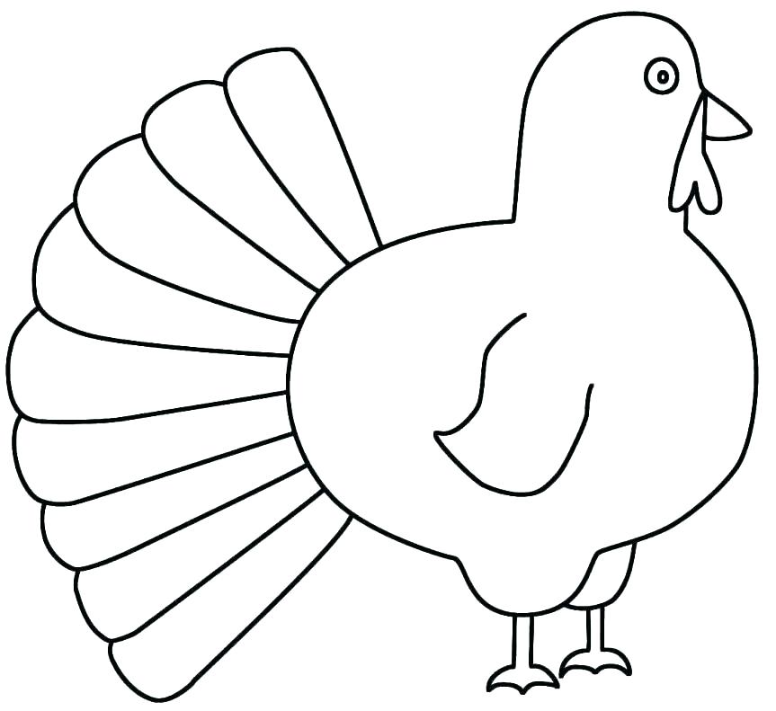 863x791 Turkey Outline Coloring - Turkey Drawing Template
