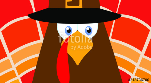 500x275 Happy Thanksgiving Day Vector Illustration Design Greeting Card - Turkey Face Drawing