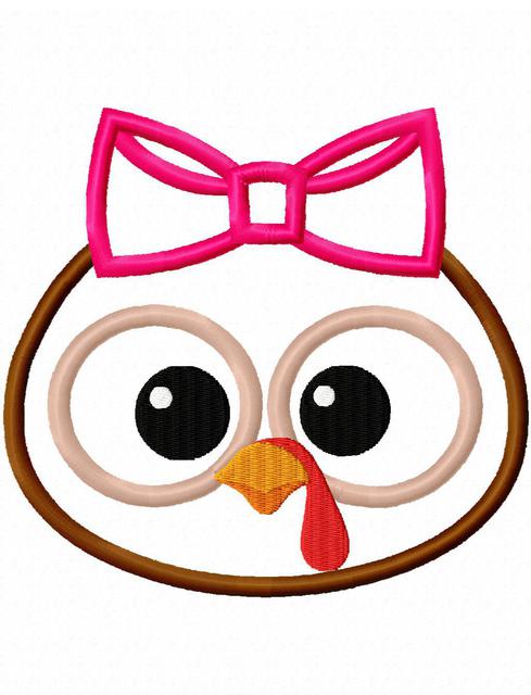 489x640 Turkey Face Girl With Bow Design Jazzy Zebra Designs - Turkey Face Drawing