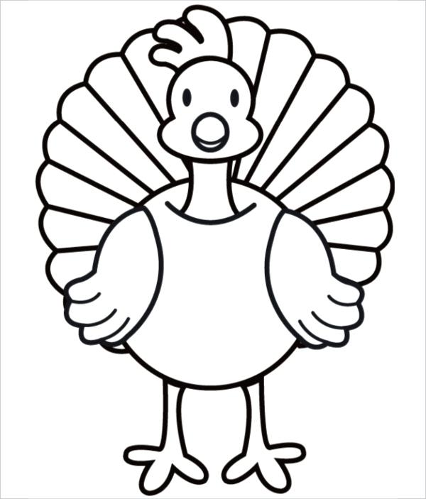 600x703 Turkey Stencil Printable Hand Turkey Drawing Templates Happy - Turkey Face Drawing