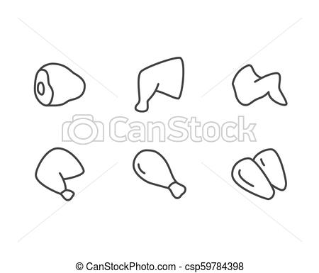 450x385 chicken meat flat line icons turkey leg, chickens wings, hen - Turkey Leg Drawing