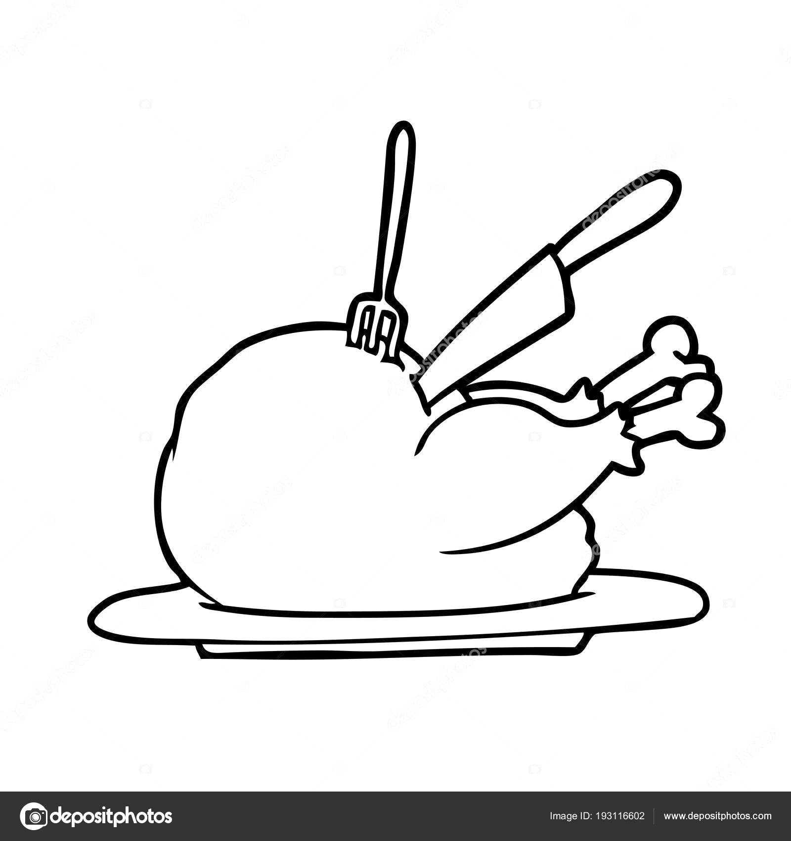1600x1700 Depositphotos Stock Illustration Line Drawing Cooked - Turkey Line Drawing