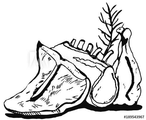 500x411 meats t bone steak, pork lo turkey or chicken drumstick - Turkey Line Drawing