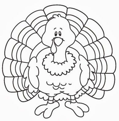 388x392 Coloring - Turkey Outline Drawing