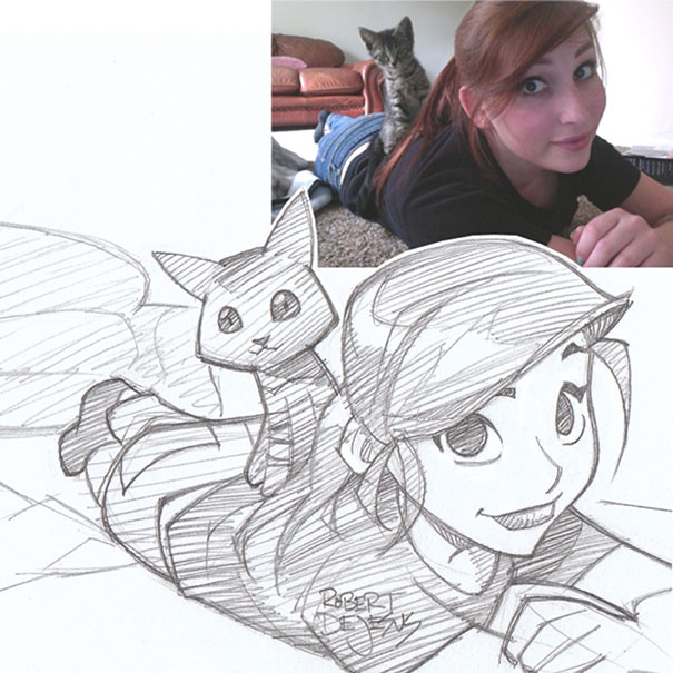 605x605 this artist turns strangers into anime characters bored panda - Turn Image Into Drawing