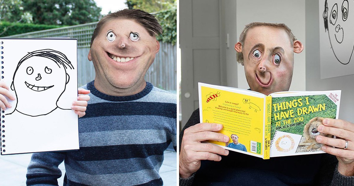 1200x630 dad uses photoshop to recreate images his kids have drawn - Turn Photo Into Drawing