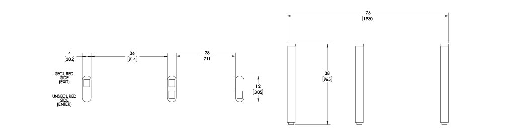 1024x275 slim line pure optical barrier inch speedlane turnstile - Turnstile Drawing