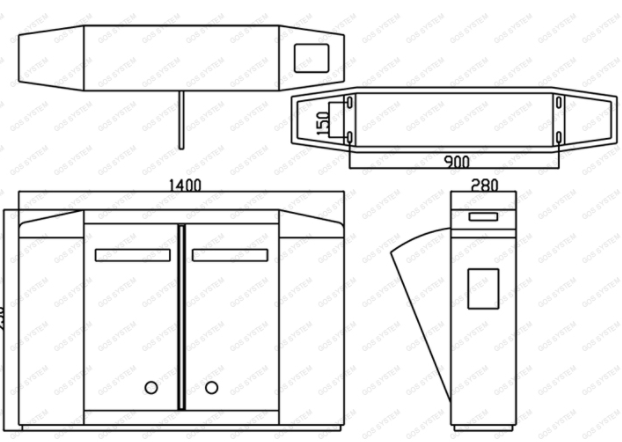 622x442 stainless steel swing turnstile gate subway rfid turnstile - Turnstile Drawing