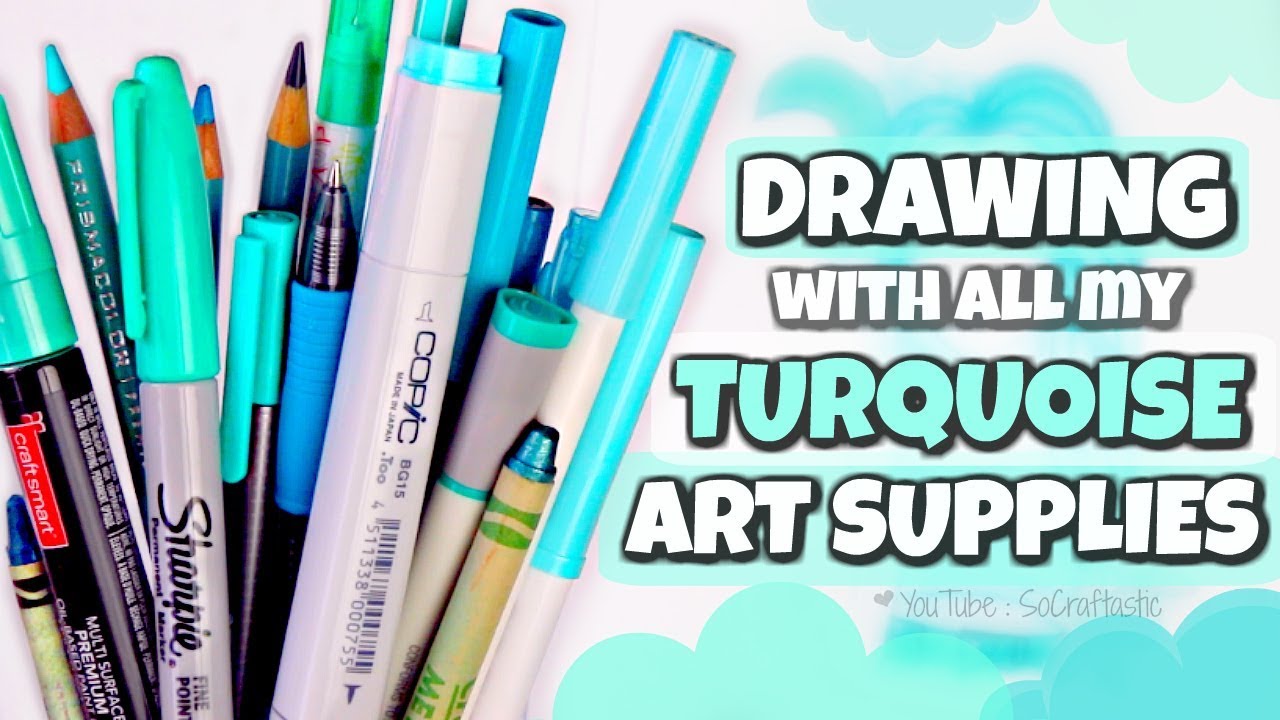 1280x720 Drawing With Only Turquoise Art Supplies Socraftastic - Turquoise Drawing