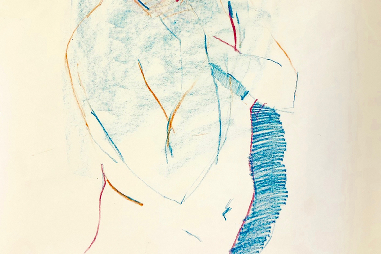 783x522 Life Drawing David Chandler - Turquoise Drawing