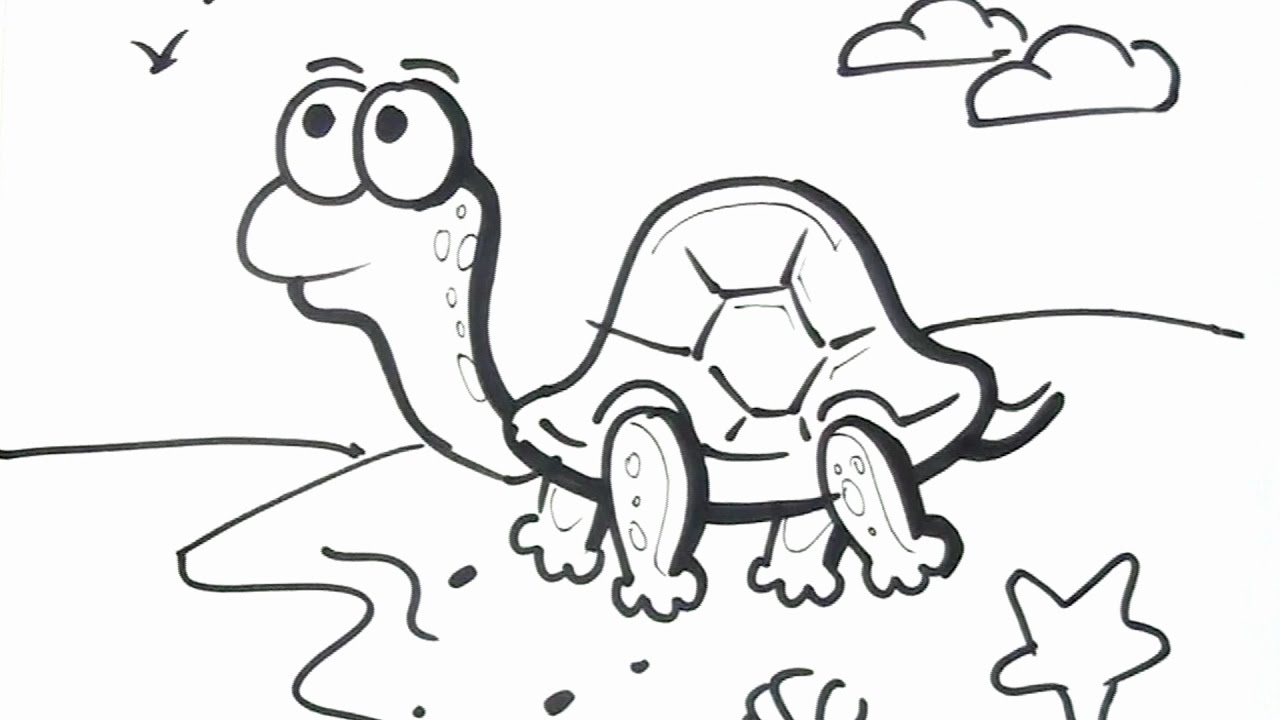1280x720 Art For Kids How To Draw A Turtle Cartoon Drawing For Children - Turtle Cartoon Drawing