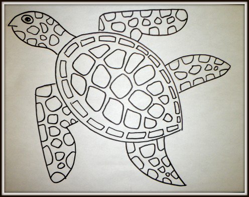 496x392 Kids Art Lesson How To Draw A Sea Turtle Feltmagnet - Turtle Drawing For Kids