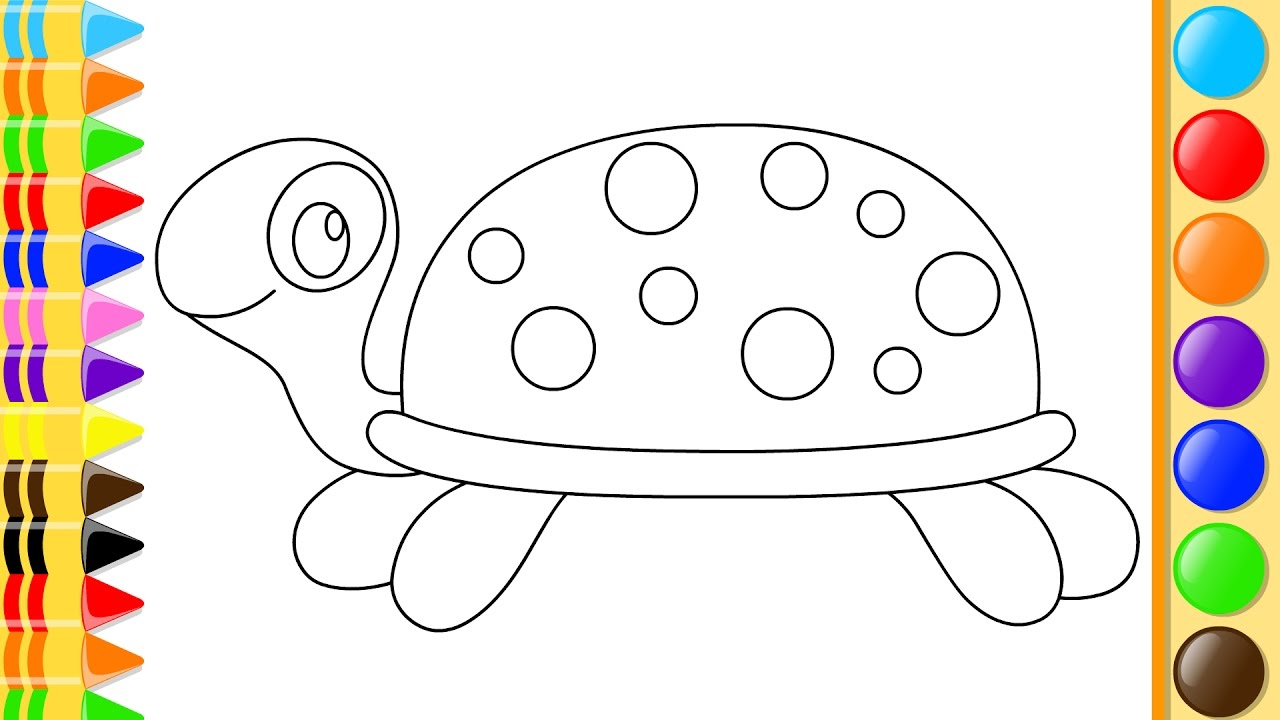 1280x720 Drawing For Toddlers How To Draw Turtle With Hand Coloring - Turtle Drawing For Kids