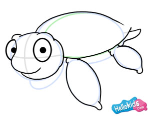 300x233 How To Draw How To Draw A Sea Turtle - Turtle Face Drawing