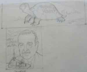 300x251 Al Kilgore Original Pencil Drawing Walter Cronkite Birthday Turtle - Turtle Pencil Drawing