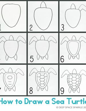 300x386 how to draw a sea turtle blog art painting in sea turtle - Turtle Step By Step Drawing
