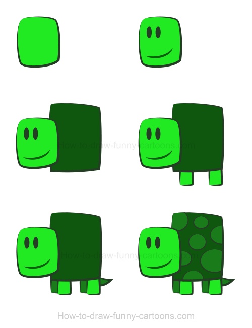 500x651 Drawing A Turtle - Turtle Step By Step Drawing