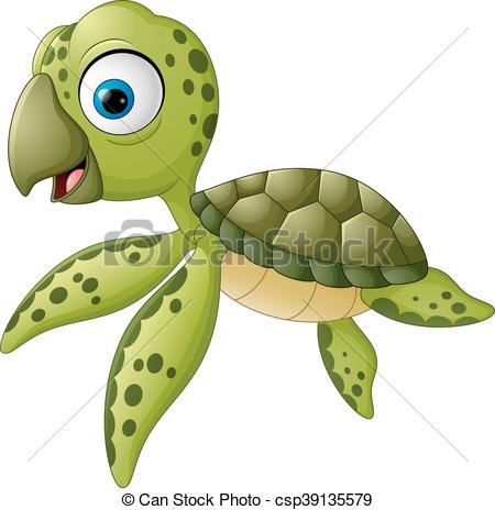 450x464 Vector Of Illustration Cartoon Baby Turtle Swimming - Turtle Swimming Drawing
