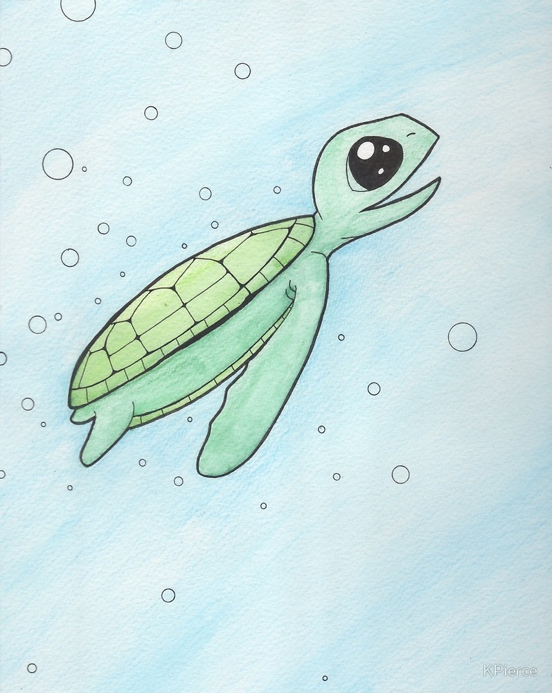 797x1000 Baby Turtle Swimming - Turtle Swimming Drawing