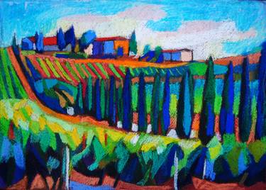 375x268 Landscapes Of Tuscany Drawing - Tuscany Drawing