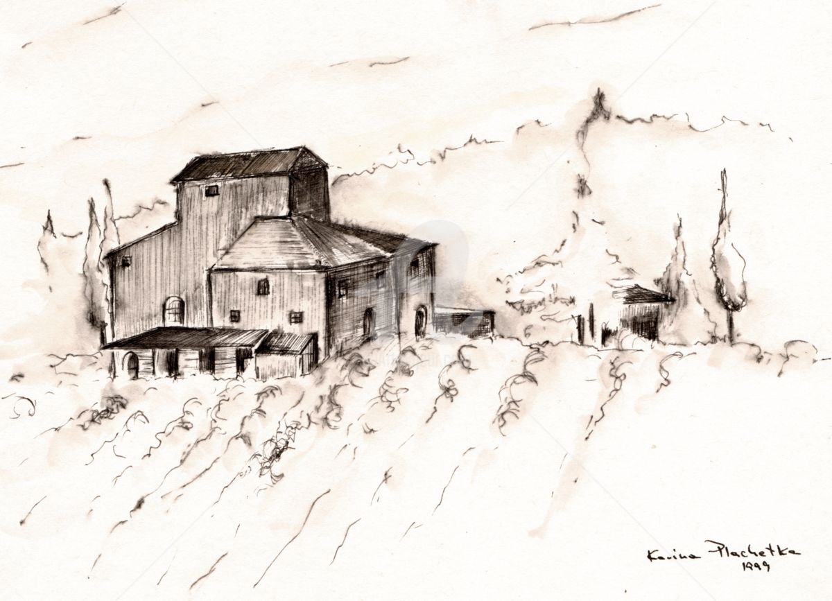 1200x867 Old Farm In Tuscany Drawing - Tuscany Drawing