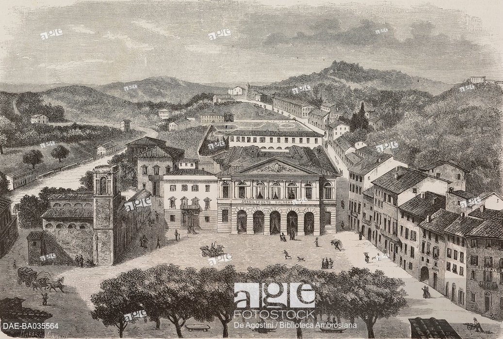 1037x699 The Baths Of Casciana In Tuscany, Drawing - Tuscany Drawing