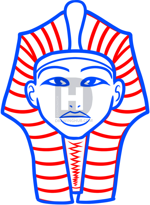 526x720 How To Draw King Tut For Kids, Step - Tutankhamun Drawing