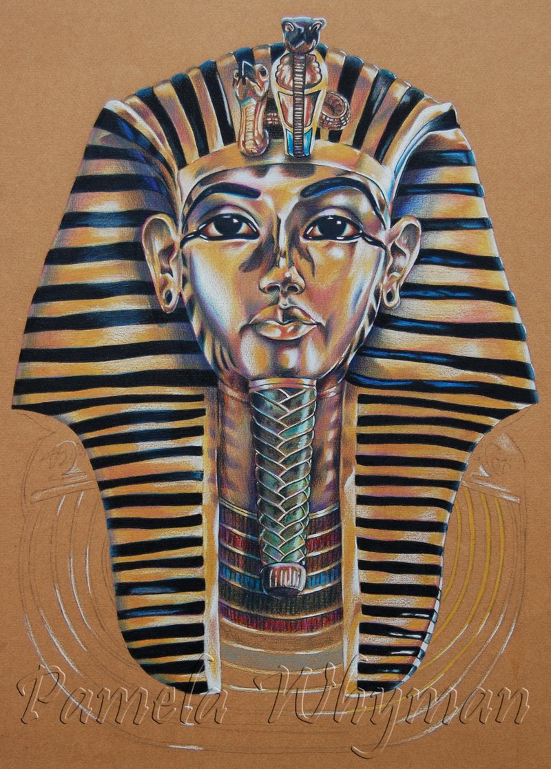 800x1116 King Tut Wallpaper - Tutankhamun Mask Drawing