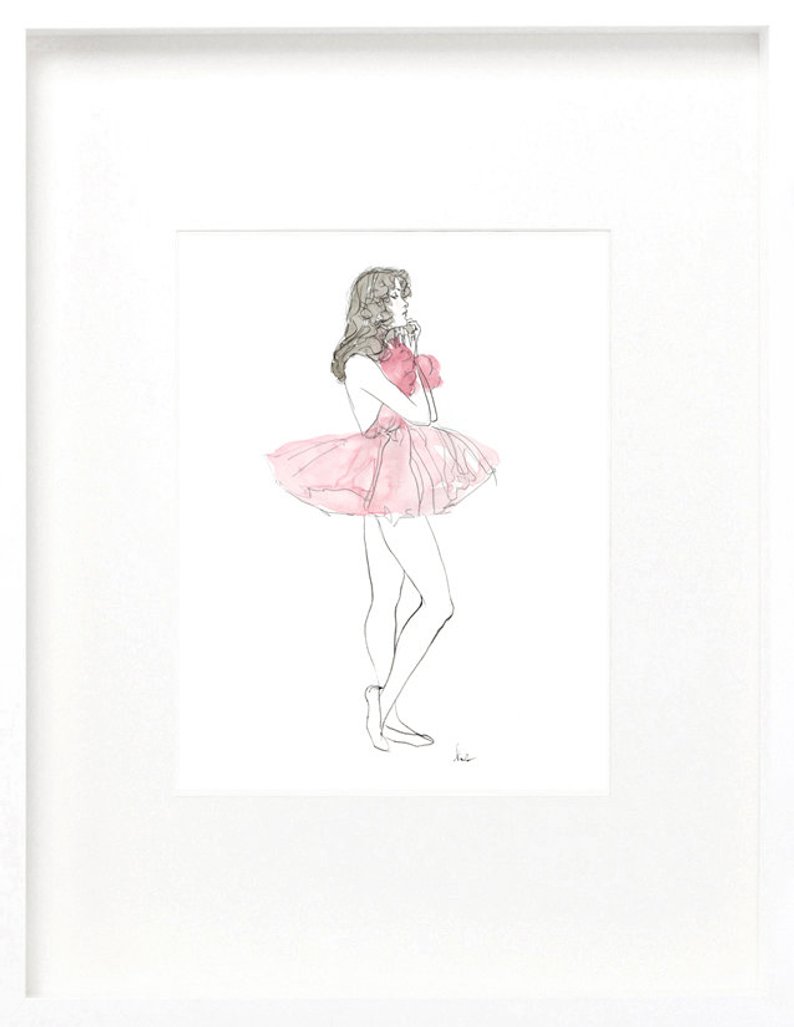 794x1027 Pink Tutu Illustration Fashion Download Ballerina Sketch Of Etsy - Tutu Drawing
