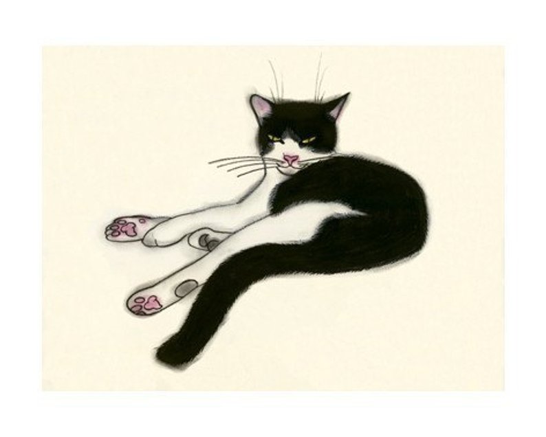 794x636 cat drawing cat print tuxedo cat for sale simon black etsy - Tuxedo Cat Drawing