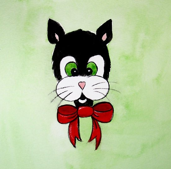 550x544 tuxedo cat cartoon posters - Tuxedo Cat Drawing