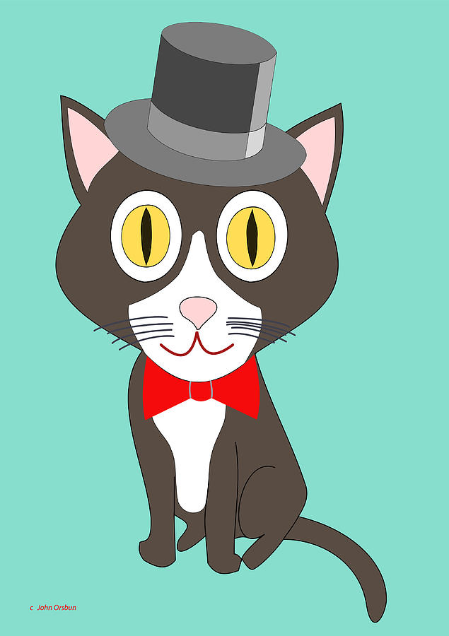 635x900 black and white tuxedo cat drawing - Tuxedo Cat Drawing