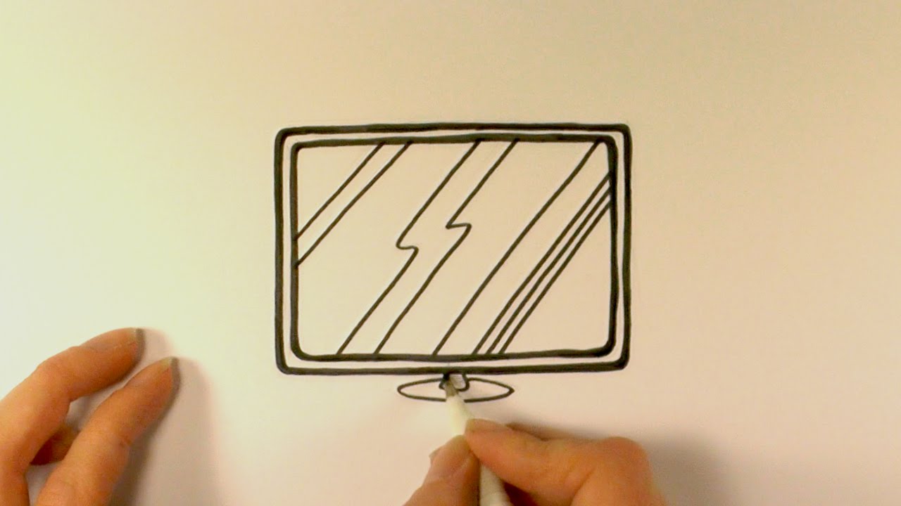 1280x720 How To Draw A Cartoon Flat Screen Television - Tv Cartoon Drawing