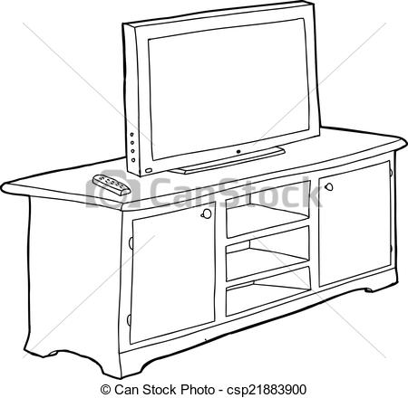 450x440 Outlined Cabinet And Tv Black Outline Cartoon Television Set - Tv Cartoon Drawing