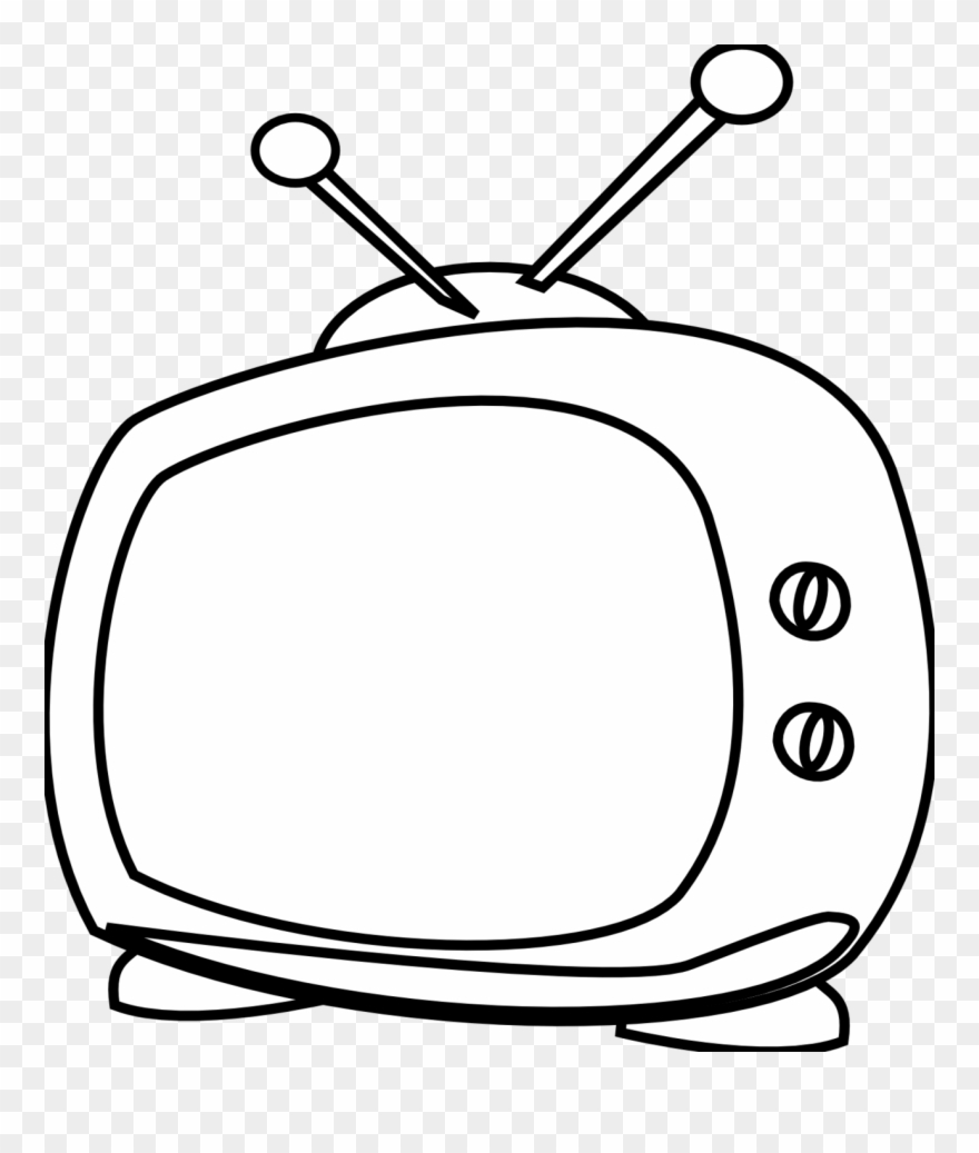 880x1037 Watching Tv Clipart Black And White Free Clipart - Tv Cartoon Drawing