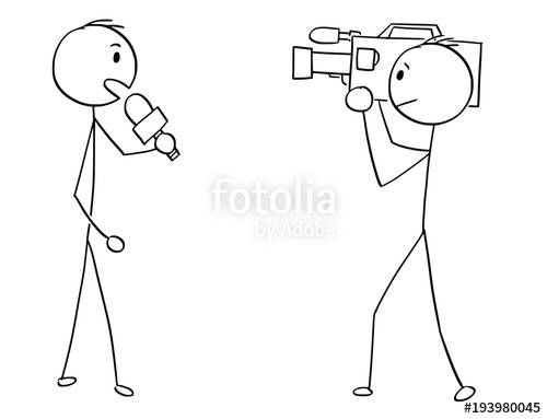 500x383 Cartoon Stick Man Drawing Illustration Of Tv Or Television News - Tv Cartoon Drawing