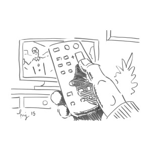 300x300 Watching Tv Using The Remote Control Cartoon - Tv Remote Drawing