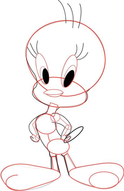 400x615 how to draw tweety bird from looney tunes with easy steps drawing - Tweety Drawing