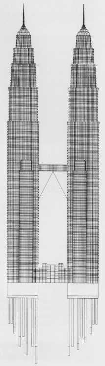 214x741 petronas towers - Twin Towers Drawing