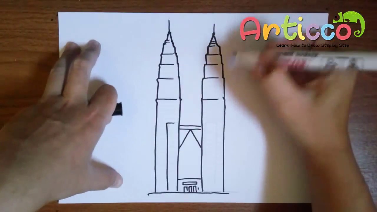 1280x720 how to draw petronas twin tower - Twin Towers Drawing