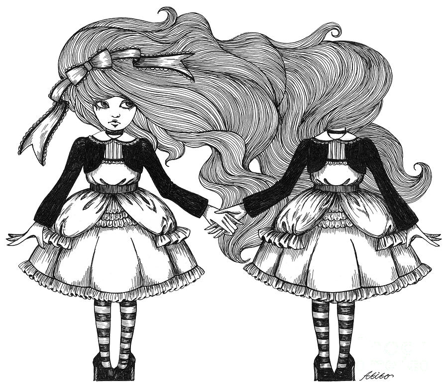 900x781 twins alice drawing - Twins Drawing