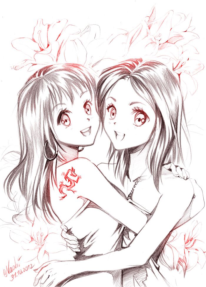 700x978 twins - Twins Drawing